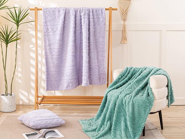 YUSOKI Sherpa Throw Blanket(Without Pillows)-3D Stylish Design Super Soft Cozy Blanket Thick Plush Fluffy Blankets for Teen Girls Women Couch Bed Sofa Chair Men Boys Gift(Lavender Fog,50"x65")