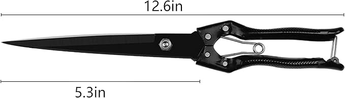 Grass Sheep Shear - Coated Wear-Resistant Handle, Manganese Steel Double-Edged, Strong Spring Suitable For Manual Shearing of Cow, Sheep, and Horse Hair (Black 12.6 inches)