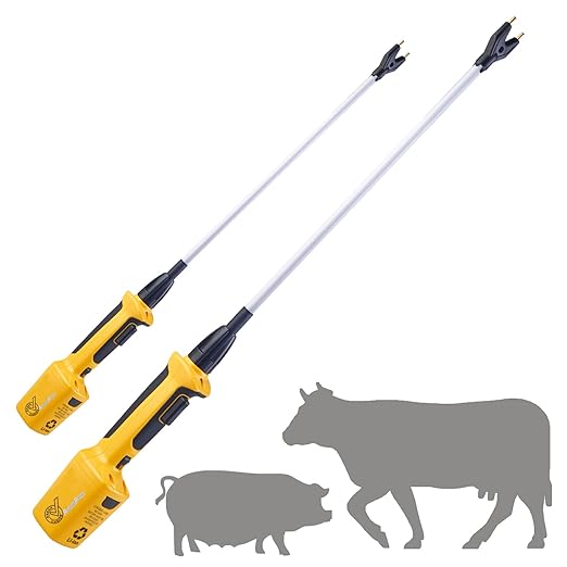 Rechargeable Livestock Prod for Cows Sheep Electric Cattle Prod for Cow Hog Dog prod Animal prod with 23″ Flexible Shaft (Total 33 INCH)