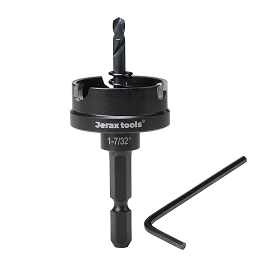 Tungsten Carbide Tipped Quick Change Hole Cutter, 1-7/32 inch TCT Hole Saw, Oxided Coating with 5mm Hole Depth Heavy Duty, for Stainless Steel, Mild Steel, Iron, Copper, Brass, Plastic