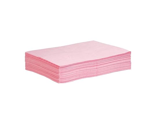 PIG Hazmat Chemical Absorbent Mat Pads - 50 Pads per Bag - 15" W x 20" L - Absorbs up to 14 oz. per Pad - Lightweight - PM50042