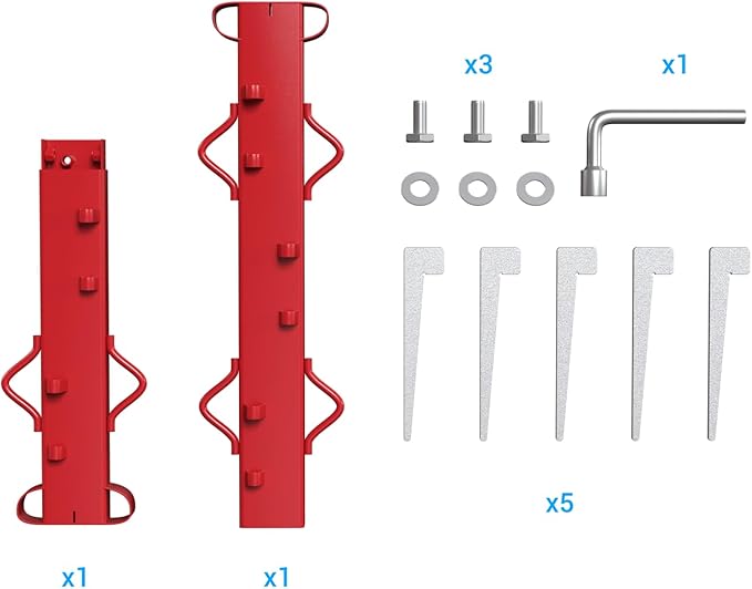 Woven Wire Fence Stretcher Bars with 5 Wedges, Heavy-Duty Wire Fencing Tool-4ft, Suitable for Farm, Manor, Cropland, Yards and Garden, Outdoor, Red