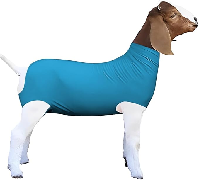 Light Grey Spandex Goat Tube Cover for Show Goats - Large Size, Durable Livestock Show Supplies, Breathable & Adjustable Fit (Light Grey, Large)