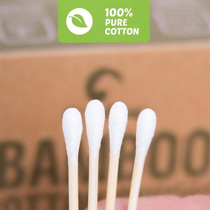 Bamboo Cotton Swabs 2000 Count | Compostable & Pure Cotton Buds | Double Tipped Sticks | Plant-Sourced Materials | Perfect for Makeup & Nail Applications, Arts & Crafts, Removing Dust & Dirt…
