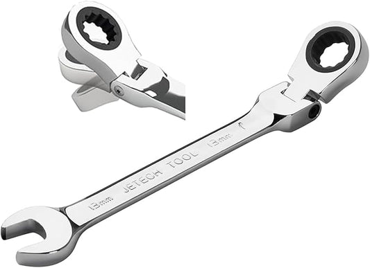 Jetech 13mm Ratchet Wrench Flex Head: Box End Wrench 12Pt| Metric Ratcheting Combination Chrome Vanadium,Forged, Extra Durability
