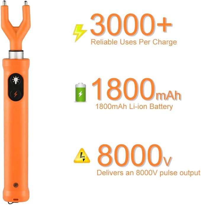 BODISEINT Rechargeable Cattle Prod with LED Light – 38 Inch Waterproof Electric Livestock Prod for Cows, Pigs, Goats, Dogs – Retractable Shaft, Lightweight, Woman Self Defense Tool