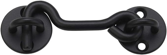 (5 Pack) Raswik 4" Privacy Hook and Eye Latch Easy Gate Lock for Sling Barn Screen Door, Black