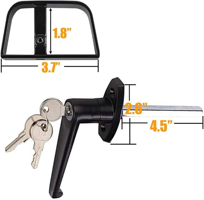 HauSun Shed Door Handle Lock Kit 4-1/2" L Handle with 2 Keys and 2 Screws, 4-1/2" Stem for Shed, Gate, Barn, Garage, Playhouse, Chicken Coop Door Lock and More, Black (L Handle)