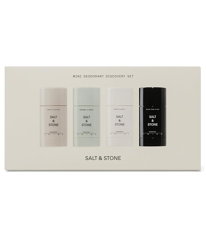 SALT & STONE Aluminum Free Deodorant | Extra Strength 48 Hour Protection for Women & Men | Made with Seaweed Extracts, Niacinamide & Prebiotics (Mini Deodorant Discovery Set)