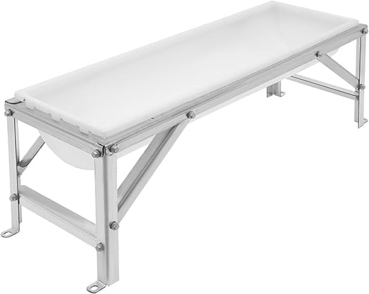 Livestock Feed Trough with Stand, 39 Inch Long 9.25 Gallon Large Capacity Heavy Duty Feeder, Portable Animal Feeding Trough for Goats, Sheep, Deer, Pigs in Backyard and Farm (White)