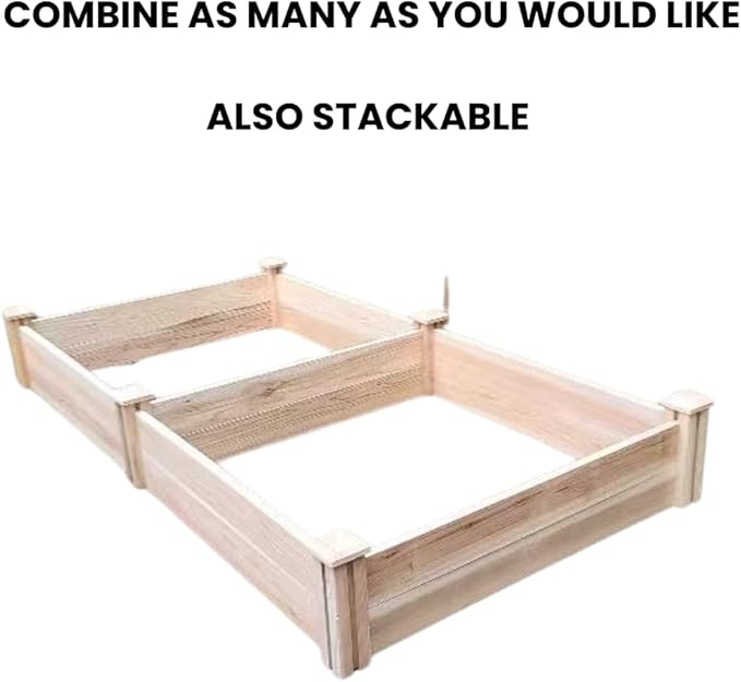 Cedar Raised Garden Bed, 4ft x4ft, 12-inch Height, Drainage, Heavy Duty, Wooden