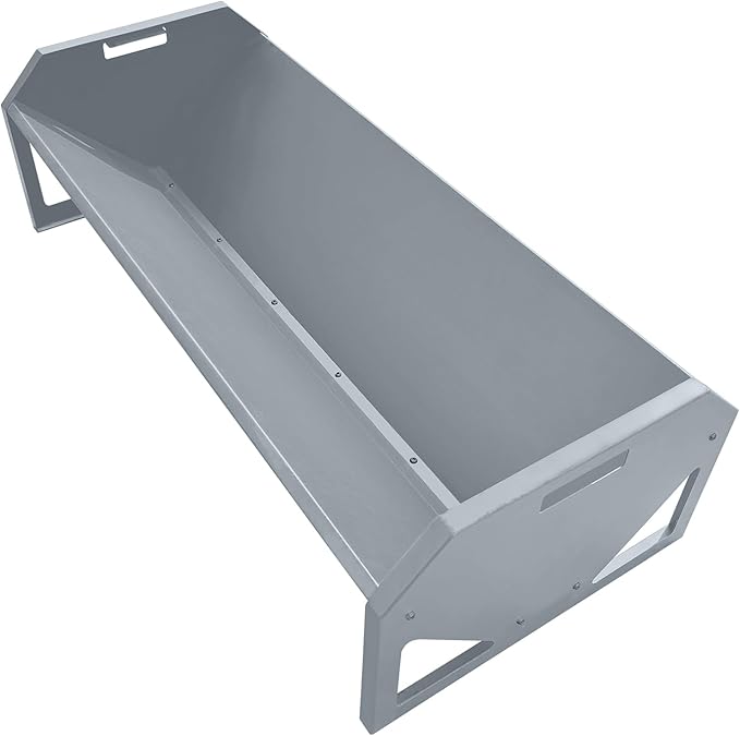 45.13" Heavy Duty Steel Goat Feeder, Heavy Duty 22 Gallon Capacity Livestock Feed Trough, Thickened Livestock Feeder for Goats, Sheep, Horses, Cattle, Alpacas, Easy to Clean, Silver