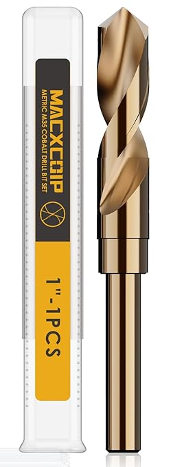 1" Cobalt Drill Bit Set - 6Inch Length, M35 High Speed Steel Jobber Length Drill Bit Kit for Hardened Metal, Stainless Steel, Cast Iron, Wood and Plastic, with Index Storage Case