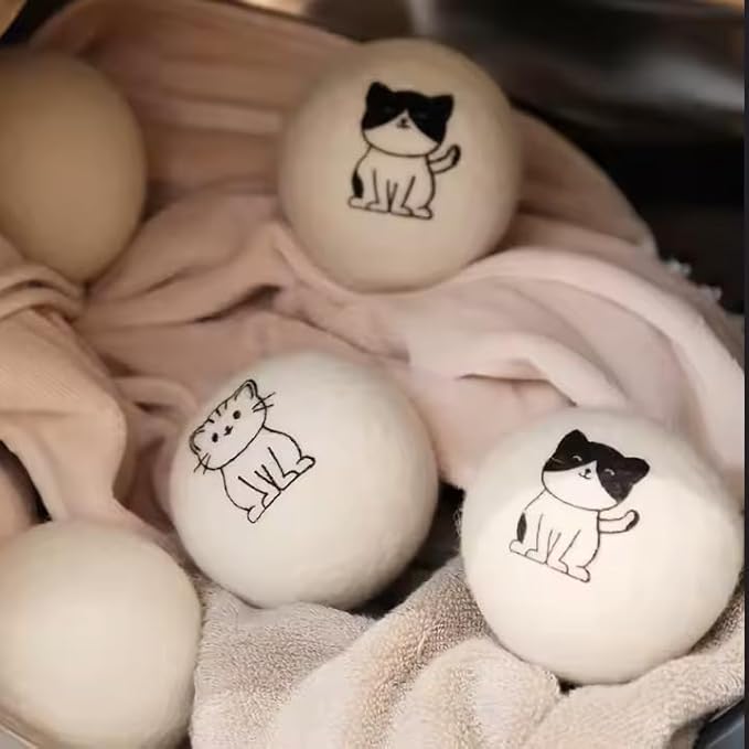 Pack of 12 Cute Cat Wool Dryer Balls Christmas Gifts for Women