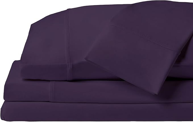 SHEEX - Original Performance Sheets Set (King/California King) Royal Plum - Cooling Sheets - Moisture Wicking - 1 Flat Cooling Sheet, 1 Fitted Cooling Sheet, 2 Pillow Covers- Wrinkle Free- Sleep Aid