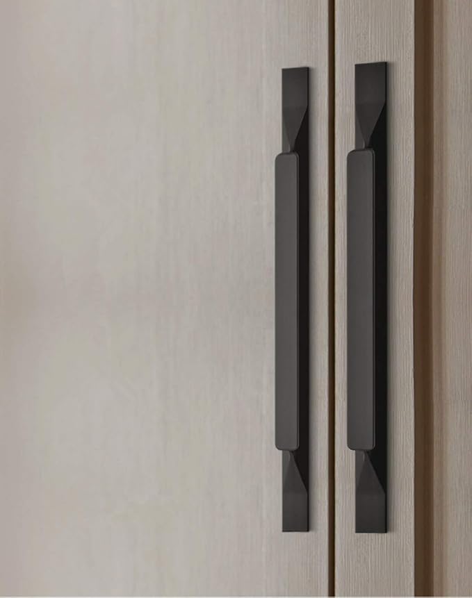Kitchen Cabinet Pulls - Black Cabinet Handles - 5 Pack Long Cabinet Hardware for Drawers Dresser Furniture Pulls (3.78 inches Hole Center - 6.3 inches Length)