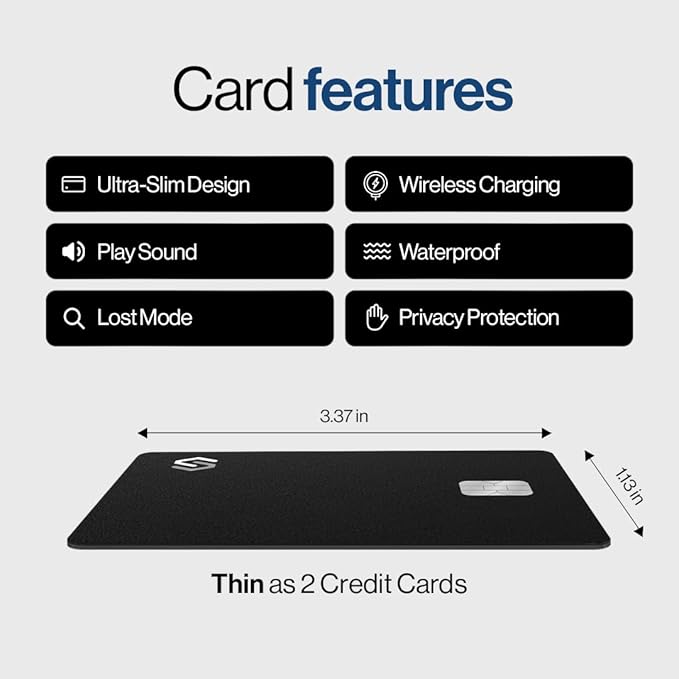 Wallet Tracker Card - Apple MFI Certified & Works with Apple Find My Tracking Card for Wallet Tag Rechargeable IP68 Waterproof 0.07in Slim Item Finder (Black PRO (Pack of 4))