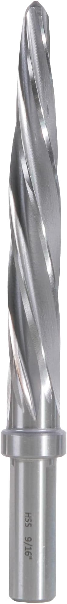 9/16" Bridge/Construction Reamer, M2 HSS Taper Chucking Reamer Drill Bit for Steel Alloy Aluminum Metal Wood Plastic, 1/2” Shank Chuck, Spiral Flutes, to Enlarge/Align Holes, 14mm