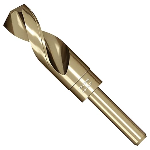 Meccion Cobalt Drill Bit 1 Inch High Speed Steel M35 Reduced Shank Twist Drill Bit for Metal, Cast Iron, Stainless Steel, Alloy, Non-Ferrous Etc.