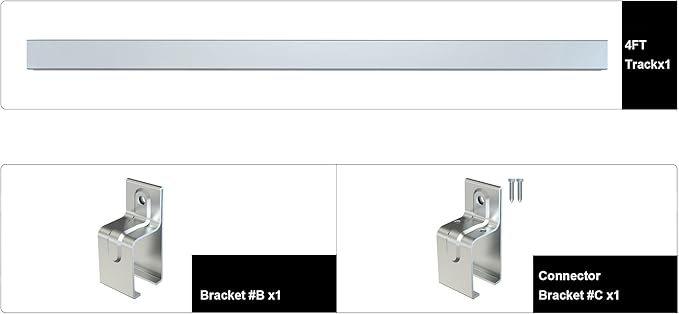 4FT Heavy-Duty Galvanized Steel Box Rail with 2 X Bracket, 450 lbs Capacity,Kit for Outdoor Use