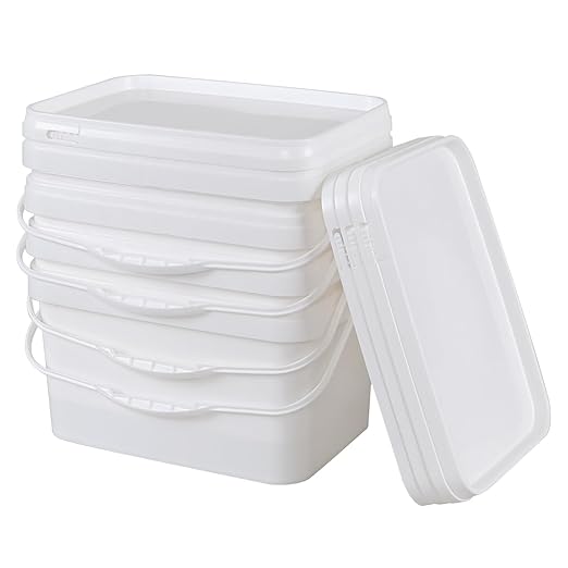 Zopnny 4 Pcs 2.6 Gallon Plastic Bucket with Lid, Food Grade Bucket 10L Utility Industrial Pail with Handle (White)