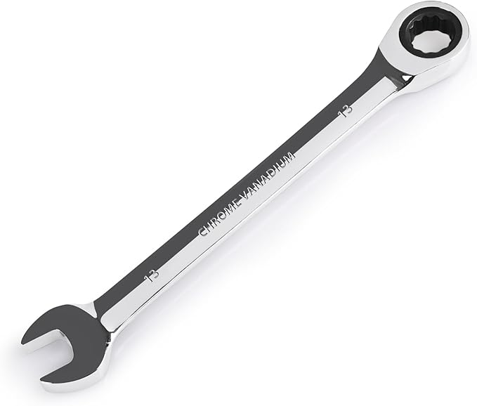 Egofine 13mm Ratcheting Combination Wrench Metric, Industrial Grade Gear Spanner with 12-Point Design, 72-Tooth Ratchet, Chrome Vanadium Steel