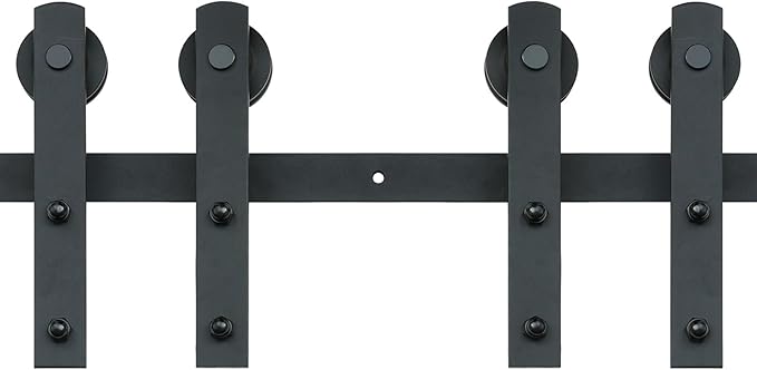 VEVOR 8FT Double Door Sliding Hardware Set, Supports up to 330LBS, Compatible with 3.7-4.3FT Width & 1.3"-1.8" Thickness Door Panels, Includes Quiet I-Shaped Rollers