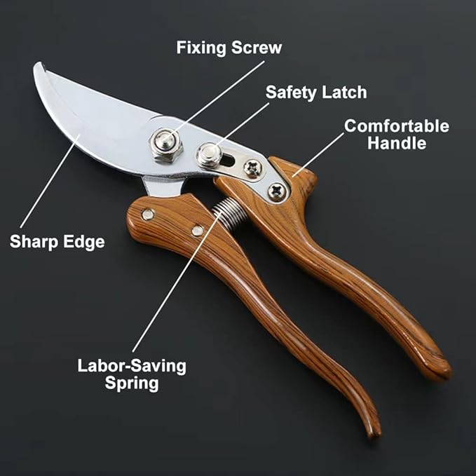 Garden Pruning Shears, Handheld Garden Shears for Heavy Duty, Ergonomic Gardening Tools for Pruning Branches, Plants, Shrubs and Vines, Professional Garden Tools for Gardening