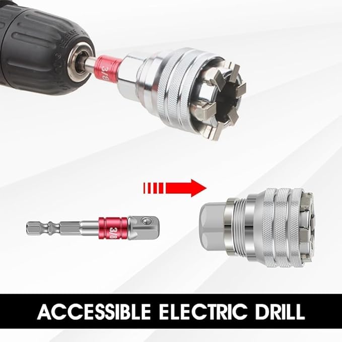 3pcs Adjustable Universal Socket Wrench Multifunction Drill Adapter Multi-Function ith3/8" to 3/4" 10mm-19mm Universal Maintenance Socket With 3/8" Drive Ratchet Torque Wrench & Power Drill