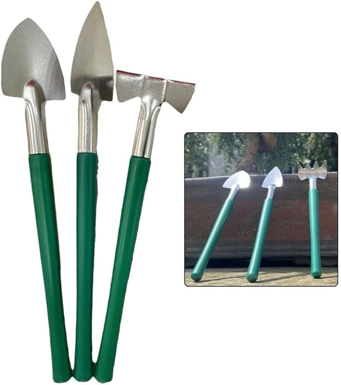 3Pcs Succulent Tools Mini Garden Tools, Planting Tools Set with Small Garden Shovel Rake Trowel Gardending Hand Tools Kit for Soil Caring Succulent Houseplent Bonsi