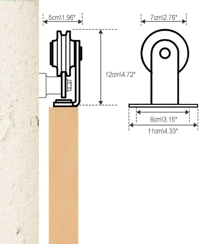 CCJH 5.5FT Sliding Barn Door Hardware Kit Heavy Duty Smoothly and Silently Easy to Install Fit 16" Width Double Door Panel T-Shaped Style Black