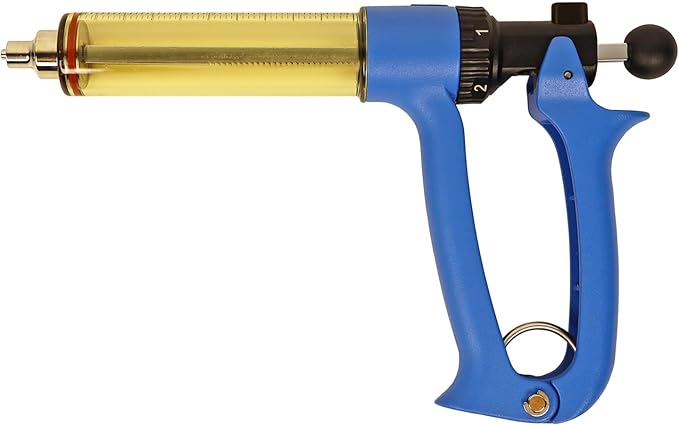 50ML Semi Automatic Livestock Syringe, Adjustable Continuous Repeating Luer Lock Syringe for Cattle Cow Goat Sheep Pig