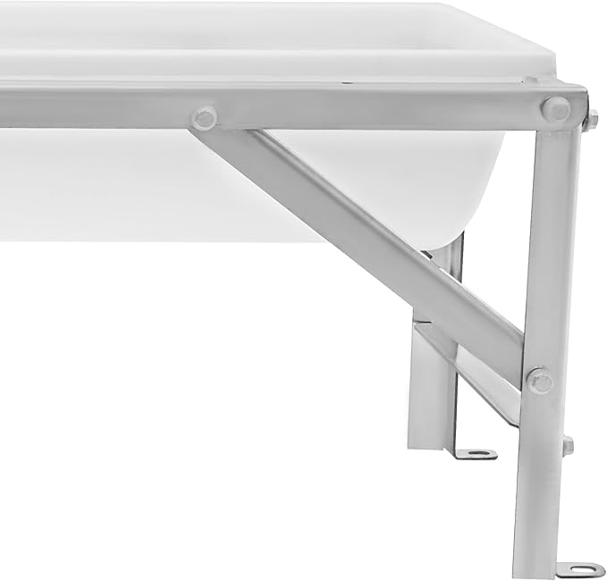 Livestock Feed Trough with Stand, 35L/9.25Gal Capacity Livestock Water Trough with Triangular-Structure Stand 39" Long Portable Farm Animal Feeder for Calves, Pigs, Sheep and Horses (White)