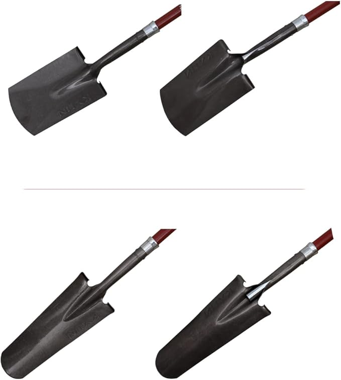 KYLIN Heavy Duty Long Fiberglass Handle Shovel 2-Piece Set, for Digging, Gardening, Cleaning Out Ditches, Digging Narrow Trenches, Laying Drains, Pipes and Cable Channels and Landscaping Industry.