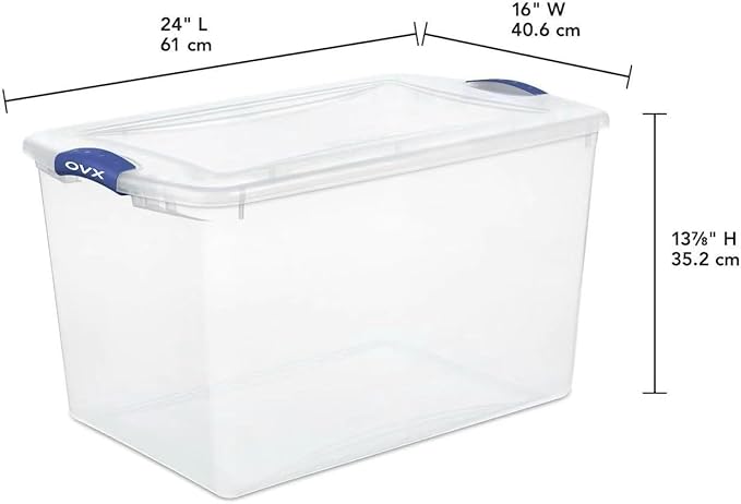 2 Pack 66 Quart Clear Plastic Storage Bins - Large Stackable Storage Containers with Secure Latches, Heavy-Duty Organizer for Home, Office, Garage & Basement
