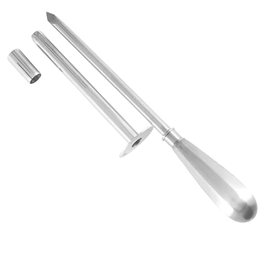 Stainless Steel Veterinary Trocar with Metal Handle Durable Surgical Instrument for Livestock, Cattle and Farm Animals Effective Relief Tool for Bloating, Gas, Abdominal Procedures (Trocar 9.5 Inches)