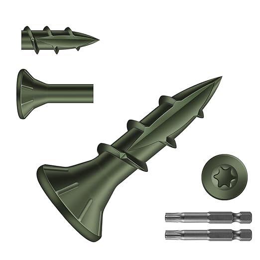 #8 x 5/8" Deck Screws (1294Pcs) 4lb. Carbon Steel, Green, Flat Head, Rust Resistant epoxy Coated, with T25 Star Bit