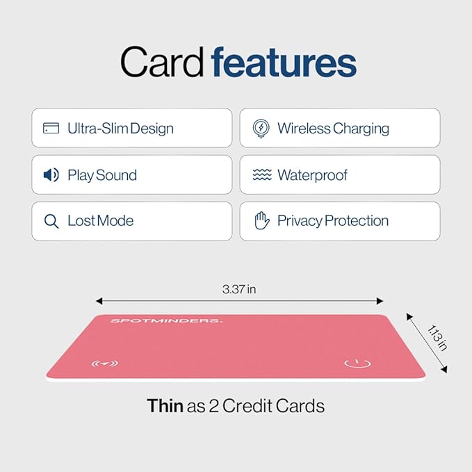 SPOTMINDERS Apple MFi Certified Wallet Tracker for Christmas Stocking Stuffers for Teen Girls Gifts for Women Works With Apple Find My Rechargeable Slim Tracking Card - White Elephant Gifts for Adults