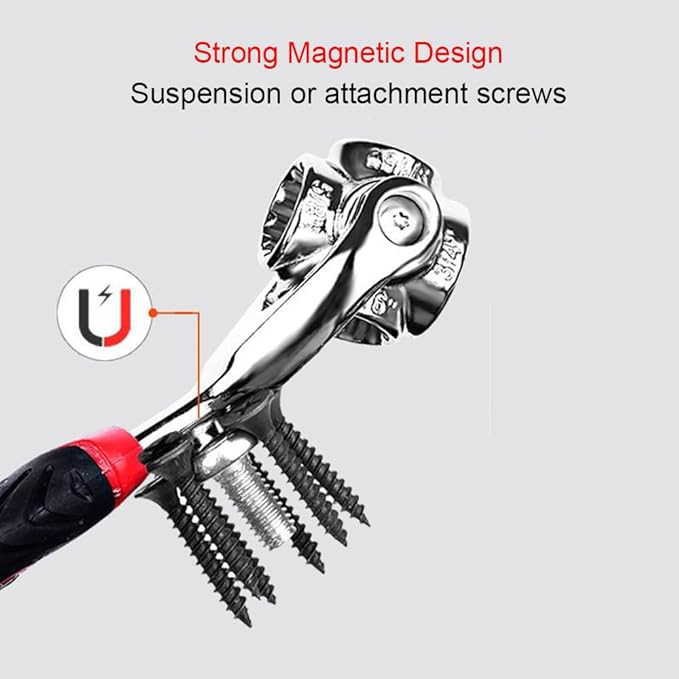 Universal Wrench 52 in 1 Socket Wrench Multifunction Wrench Tool with 360 Degree Rotating Head, Spanner Tool for Home Bicycle Car Repair