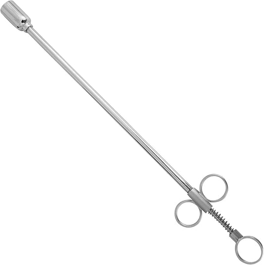 14.75" Mini Balling Gun Spring Clip with 1.25" Brass Metal Head – Durable Veterinary Tool for Efficient Medication Delivery in Large Animals, Livestock Care, and Cattle Treatment