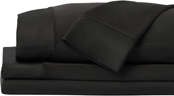 SHEEX - Original Performance Sheets Set (Twin/Twin XL) Black - Cooling Sheets - Moisture Wicking - 1 Flat Cooling Sheet, 1 Fitted Cooling Sheet, 1 Pillow Cover - Wrinkle Free - Sleep Aid