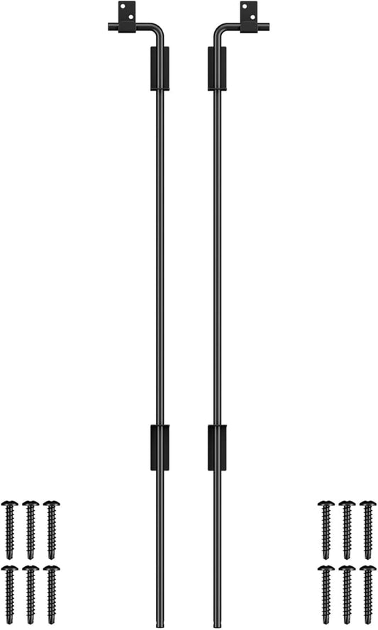 36" Cane Bolt Gate Drop Rod Heavy Duty Gate Hardware, Gate Ground Latch for Wood Metal Vinyl Gates Doors Stopper for Gate Ground, Wrought Iron Gate Latches, Black Finish-2 Pack