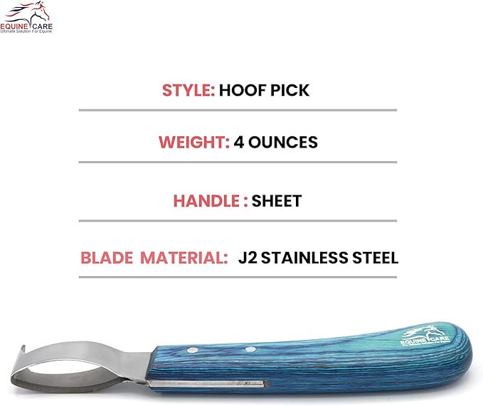 Equine Care Double-Edged J2 Stainless Steel Hoof Trimming Loop Knife, Hoof Pick with Sheet Handle - Versatile Farrier Tool for Horse & Cow Hoof Care, Ideal for Farriers & Horse Owners.