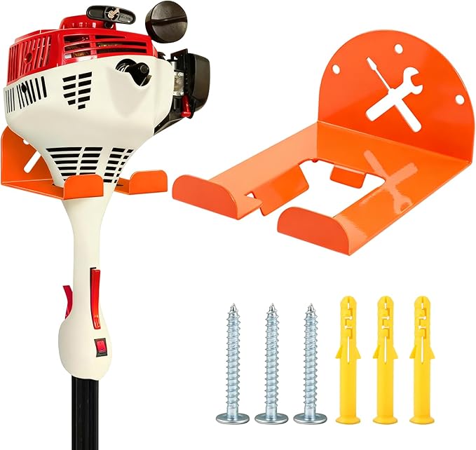Trimmer Rack Wall Mount - Heavy Duty Wall Hanger for Grass Trimmer Garden Tools Chainsaw Hedge Trimmer 1 Pack Orange
