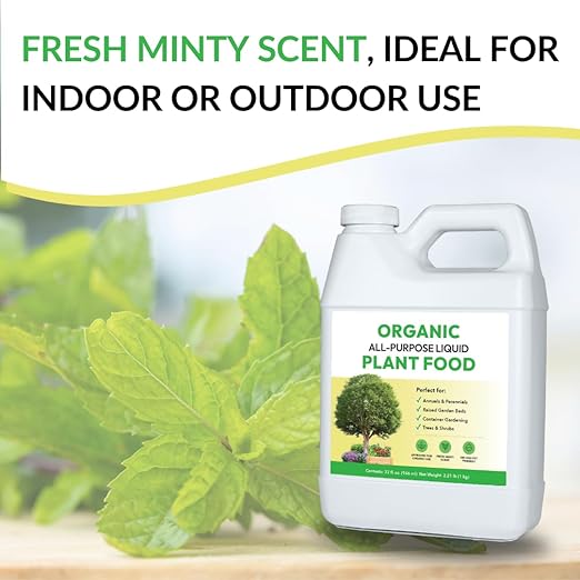 Organic All-Purpose Liquid Plant Food - Use on All Outdoor Plants: Flower Beds, Vegetable Gardens, Container Gardening | Concentrated Liquid Fertilizer Alternative (1 Gallon, Mixes to 128 Gallons)