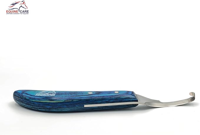 Equine Care Left-Handed Hoof Knife – Double-Ended Farrier Hoof Trimmer with Ultra-Sharp J2 Stainless Steel Blade, Ergonomic Handle – Professional Farrier Tool for Horses, Cows & Farm Livestock.