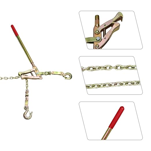 Heavy-Duty Fence Stretcher Tool with 19.7FT Chain - Wire Puller & Tensioner for Barbed and Plain Wire Fencing, 2200lbs Capacity Tightener, Reinforced Steel Fence Repair Tool for Farm & Ranch