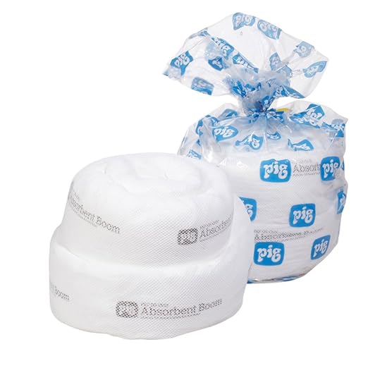 New Pig Oil Boom - Oil-Only Absorbent Boom - 2 Pack - 8" x 20' Boom - Absorbs up to 24 gallons per Boom - BOM409