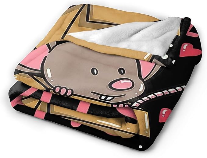 Mouse Rat Blanket Super Cozy Soft Mouse Rat Throw Blanket Warm Plush Fluffy Just a Girl Who Loves Rats Lightweight Fleece Flannel Gifts Blankets for Kids Adults 60"x50"