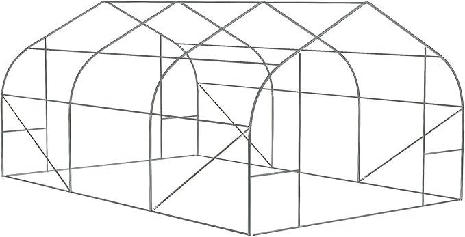 Outsunny 11.5' x 10' x 6.5' Outdoor Walk-in Greenhouse, Tunnel Green House with Roll-up Windows, Zippered Door, PE Cover, Heavy Duty Steel Frame, Green